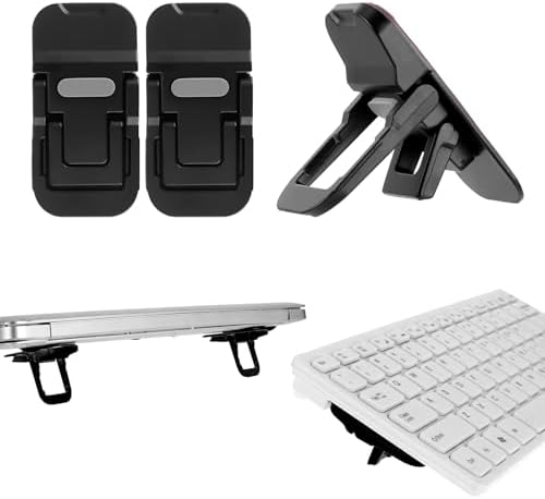 Bewudy 2 Pcs Portable Keyboard Stand, Dual Tilt Angle Adjustment, Foldable Laptop Riser, Self-Adhesive Feet for Most Keyboards (Black)