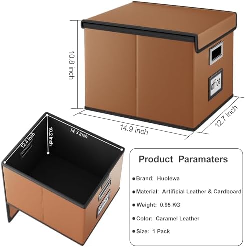 File Organizer Box with Lids, Collapsible File Folder Organizer