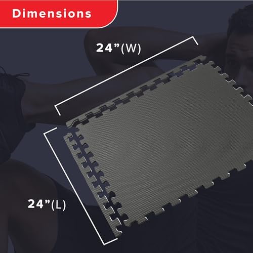 We Sell Mats 3/8" Thick Multipurpose EVA Foam Exercise Floor Mat, Interlocking Tiles, Anti-Fatigue for Home or Gym