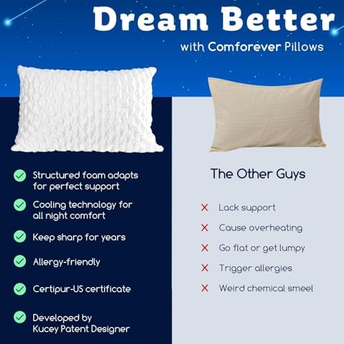 KUCEY Cooling Side Sleeper Pillow for Neck and Shoulder Pain, Luxury Shredded Memory Foam Curved Bed Pillows for Sleeping Set of 1- Adjustable Queen Size- Washable Cover Original White