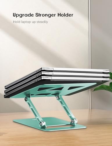 Aoviho Adjustable Laptop Stand for Desk,Portable Laptop Stand Holder and Riser,Foldable Aluminum Notebook Computer Stands for MacBook Air Pro HP Lenovo Dell Samsung, 10-15.6 inch (Fresh Green)