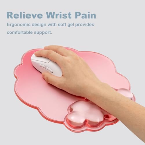 Gradient Pink Keyboard Wrist Rest and Gel Cloud Mouse Pad Wrist Support Set