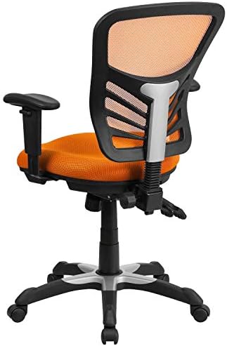 Flash Furniture Nicholas Mid-Back Swivel Office and Gaming Chair, Ergonomic Mesh Office Chair with Adjustable Lumbar Support and Height, Orange