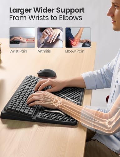 Vaydeer Keyboard Wrist Rest for Computer, Ergonomic Large Keyboard Mat Pad with Wrist Support, Soft Memory Foam Keyboard Stand for Desktop Gaming Home Office Carpal Tunnel Pain Relief