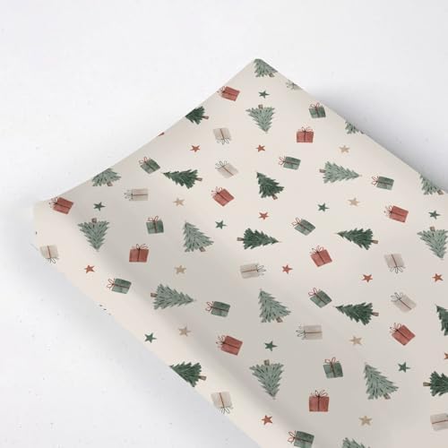 Christmas Trees Winter Holiday Stars Pattern Baby Changing Pad Cover, Unisex Christmas Nursery Diaper Changing Table Pad Mat Sheet for Boys Girls-16x32