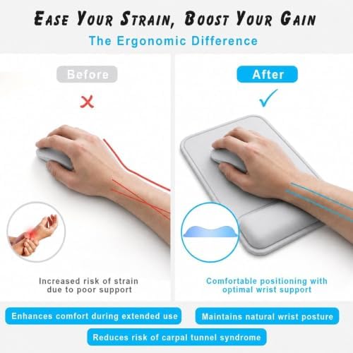 ErgoComfort Gel Mouse Pad with Wrist Rest, Ergonomic Mousepad with Wrist Support, Ergo Desk Mat, Non-Slip Base, Smooth Surface for Office Laptop Computer (01Terracotta)