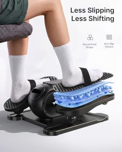 MERACH Under Desk Elliptical Machine, Seated Pedal Exerciser with Straps