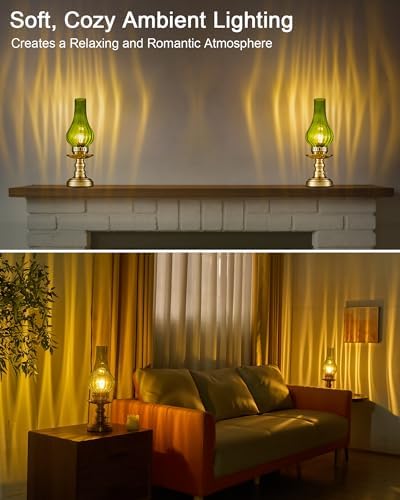UMEXUS Vintage Rechargeable Cordless Table Lamp Battery Operated, Green