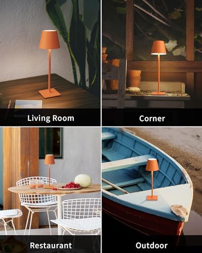 KDG 2 Pack Cordless Orange Table Lamps, Rechargeable Portable LED Desk Lamp
