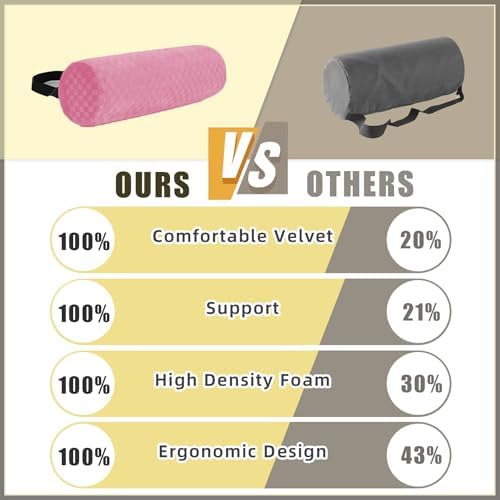 Lumbar Roll Pillow for Lower Back Support, Foam Cushion,Pink, 15 * 4.3''