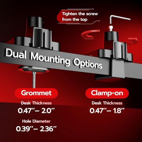 ARES WING Tall Dual Ultrawide Monitor Mount with USB A/C for 17 to 49 Inch