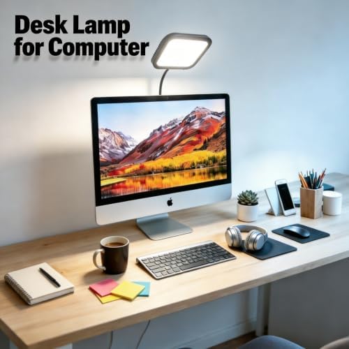 Eye-Caring Desk Lamp for Video Calls, Suction Mount Monitor Light Bendable
