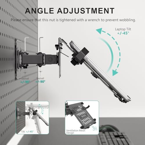 WALI Articulating Pegboard Adjustable Mount for Laptop and Monitor