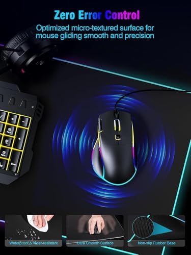 Mouse Pad with Magnetic Wireless Charging, Large Desk Pad Protector, RGB Black Desk Mat with 15W Fast Charger, Non-Slip Waterproof Mousepad for Office Home Gaming