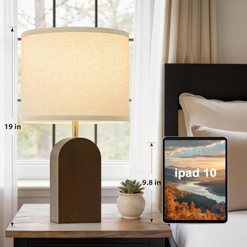 Wood Table Lamps for Bedroom,19" Farmhouse Bedside Lamps Set of 2,Walnut