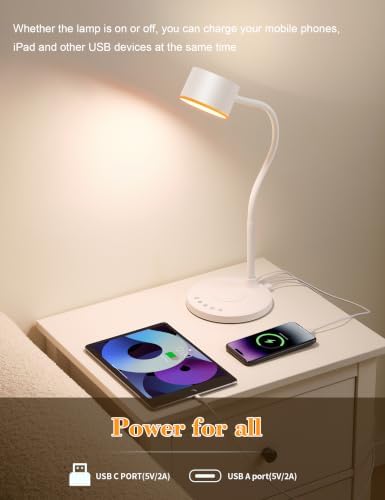 LiFMIRA Desk lamp with 2 USB Charging Ports, Touch Control Desk Light White