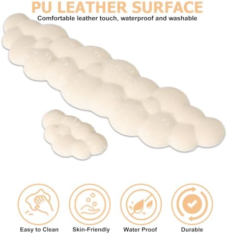 Cloud Wrist Rest Keyboard, Ergonomic Keyboard Wrist Rest Pad Set, Beige
