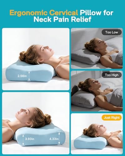 Cervical Pillow for Neck Pain Relief, Ergonomic Neck Pillow for Sleeping