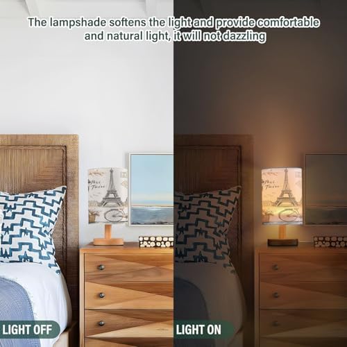 ALAZA Paris Eiffel Tower France Flower Watercolor Decor Bedside Table Lamp with USB Port for Bedroom Nightstand Office Desk LED Bulb Included