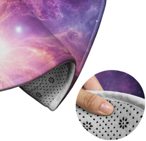 Soft Round Yoga Carpet, Large Home Decor Mat, Non Slip Machine Washable Kitchen Office Circle Rug Purple Blue Galaxy Space