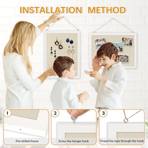 DOLLAR BOSS Double-Sided Bulletin Boards with Linen 16"x12" 2Pcs Cork Board