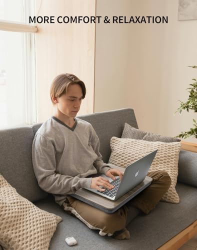 ZEAPTAC Portable Lap Laptop Desk with Pillow Cushion, Fits up to 15.6 inch Laptop, Lap Stand for Bed & Couch & Carpet, Book Tablet/Drawing Board/Computer Laptop Stand - Black Wood