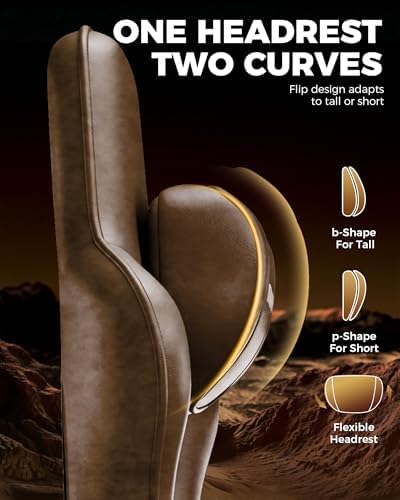 GTPLAYER Big and Tall Gaming Chair with Footrest, Ergonomic Office Desk Chair with 4.4in Thick Cushion and Wide Wingless Seat, Comfortable Leather Computer Chair, Predator Series, Rustic Brown