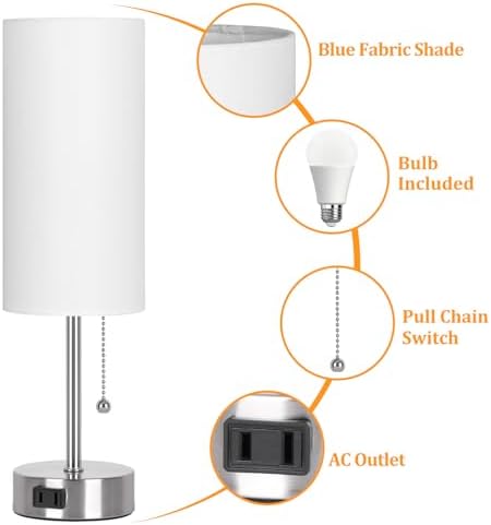 Dott Arts Table Lamp for Bedroom, 3-Color Bedside Lamps with Pull Chain