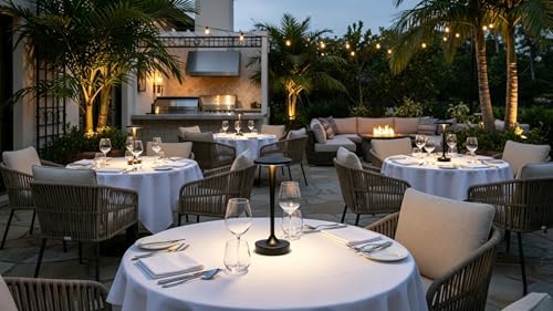 YHT Cordless Table Lamps Rechargeable for Restaurant (2 Black)