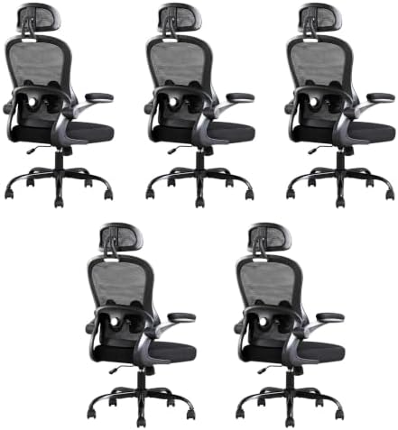 5 Pack Ergonomic Office Chair,Ultra Thick Spring Cushion Desk Chair,Black