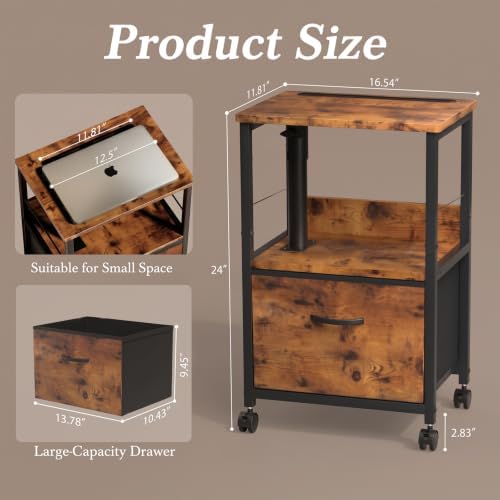 Faesun Night Stand with Swivel Top, Brown