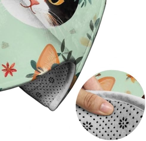 Large Home Decor Mat, Soft Round Yoga Carpet, Non Slip Machine Washable Kitchen Office Circle Rug Cute Cats