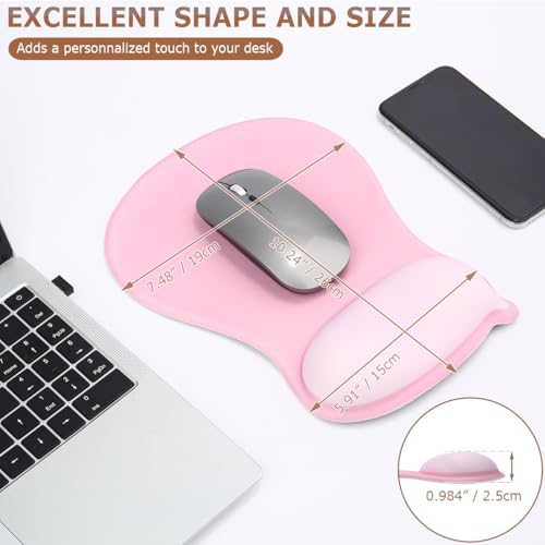 Ergonomic Gel Wrist Rest Mouse Pad, Comfort Mouse Pad with Wrist Support, Non-Slip Rubber Base, Design Desk Accessories Mat for Home Office Computer Laptop