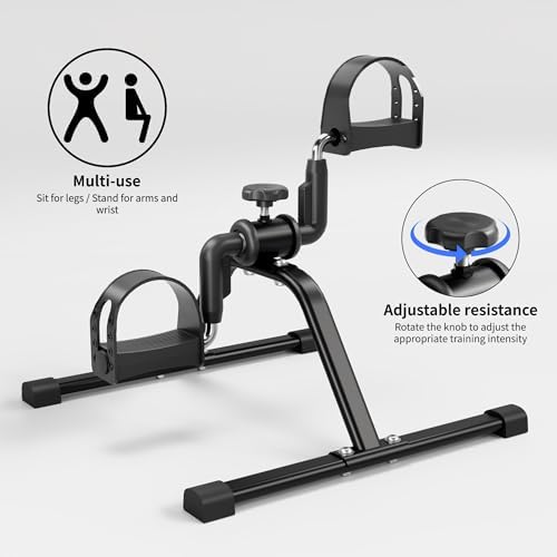 Pedal Exerciser Mini Stationary Cycle with Adjustable Resistance, Under Desk Bike for Home Exercise Equipment, Lightweight and Compact