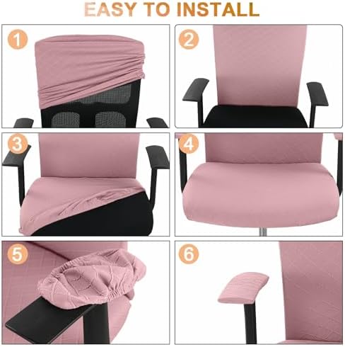 Tallew 4 Pcs Office Chair Covers Stretch Seat Armrest, Pink