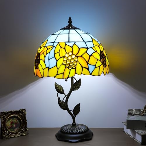 Tiffany Table Lamp Sunflower Style Stained Glass Lamp