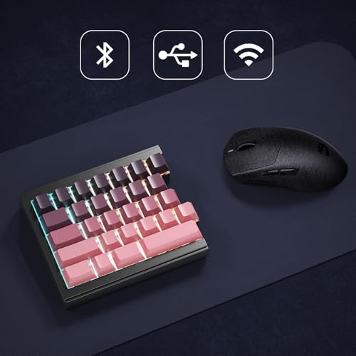 ZORNHER ST68 Wireless Ergonomic Split Mechanical Keyboard,65% Pink & Purple Creamy Thocky TKL Gaming Keyboard with Knob,Lighted Up PBT Keycaps,Cream Switches