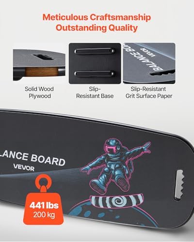 VEVOR Balance Board, 2-in-1 Wobble Board Trainer for Adults, Premium Wooden Balance Training Equipment, with Roller, Magnetic Stoppers, Storage Rack, for Core Workouts, Surf Trainer & Physical Therapy