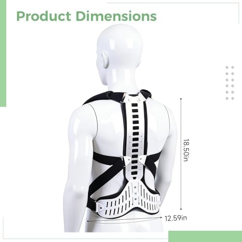 Back Support Posture Corrector, Size S, Corrects Kyphosis Hunching Slouching, Aluminum Plate, Spinal Alignment, Adjustable Straps, Breathable Fabric, Upper Back Brace For Men & Women