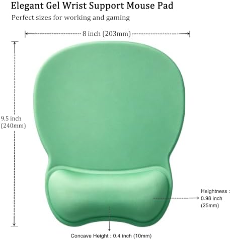 Mouse Pad with Support, Ergonomic Mouse Pad with Gel Wrist Rest Support Middle Concave Design, Comfortable Mousepad with Non-Slip PU Base for Home Office Working Studying (05 Green)