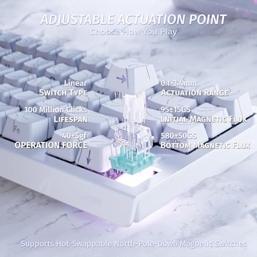 ATTACK SHARK X68HE 60% Wired RT 8K Keyboard+Wireless R1 Mouse-White Contour