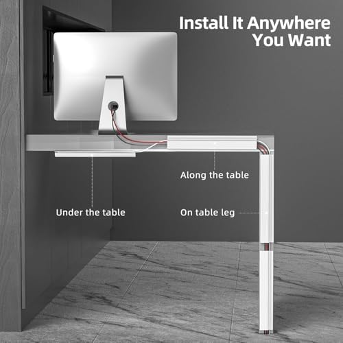 YECAYE 157in Cable Management Cord Organizer, Cable Raceway, White