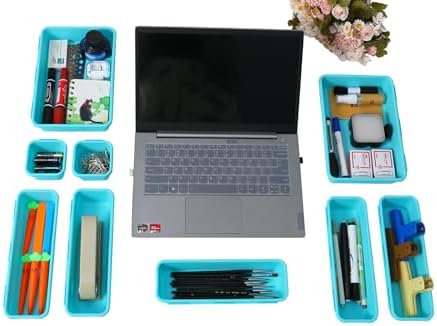 Kutesna 15PCS Interlocking Drawer Organizer, Plastic Desk Organizer Set