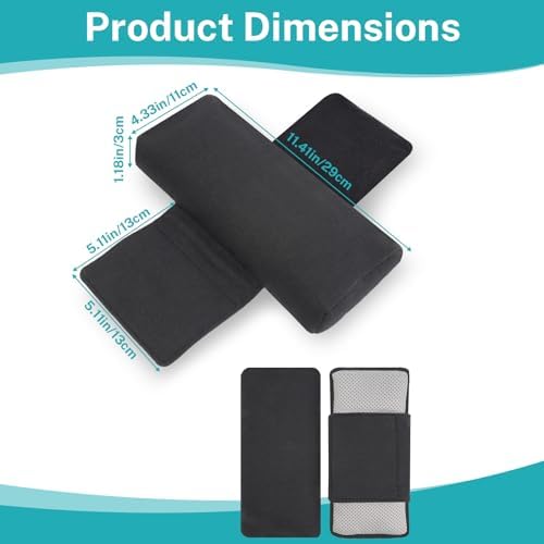 Elderly Wheelchair Armrest Pad (Pair) - Mobility Scooter Elbow Pillow Tray Soft Cushion, PE Hose Filling Accessories Pads for Wheelchair Arm Rest, Office Transport Chairs (Black)