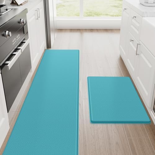 StepRite Kitchen Mats for Floor, 2-Piece Anti-Fatigue Kitchen Rugs, Green