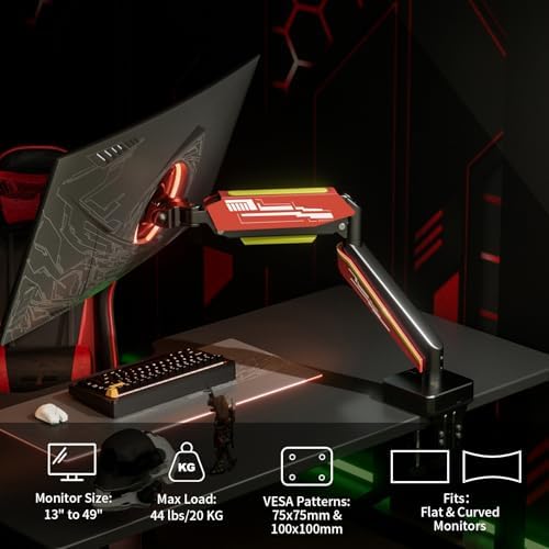 Single Monitor Arm for 13-49 inch, Hold 44 lbs, Height Adjustable