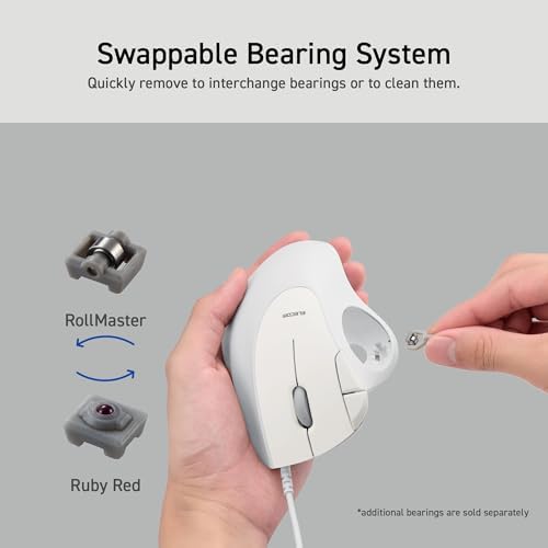 ELECOM Ergonomic Comfort Design Trackball IST Wired USB-A Connection, Super Smooth Tracking with Roller Ball Bearing, 36mm Ball, Thumb Control, Compatible for Windows, PC, and Mac White (M-IT11URWH)