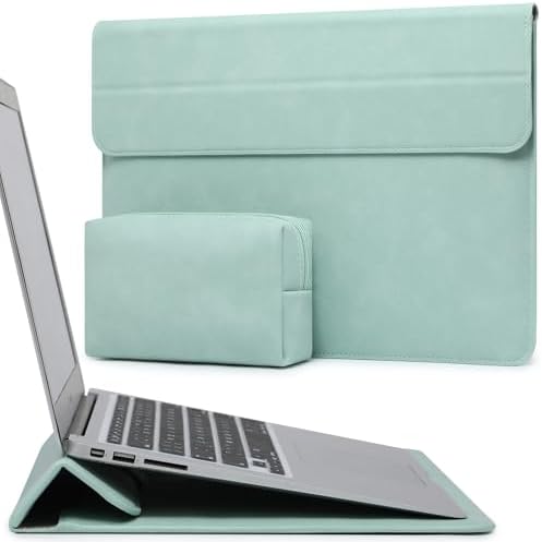 HYZUO 13 Inch Laptop Case Sleeve with Stand for MacBook Air, Mint Green