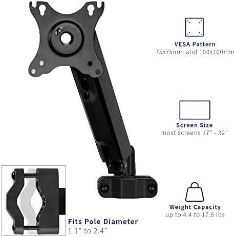VIVO Black Pole Mounted Monitor Arm, 17-32 in Screens, MOUNT-POLE05A