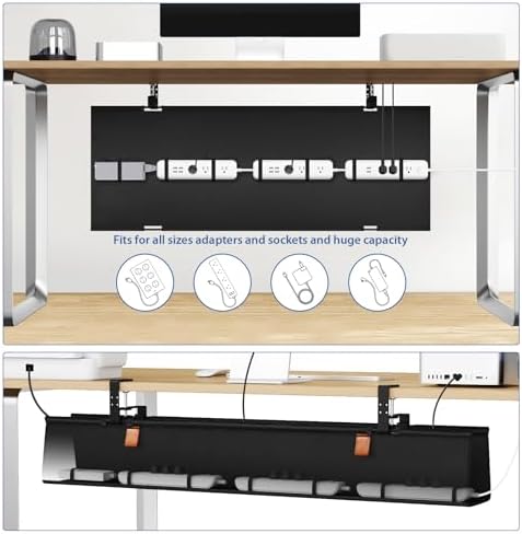Zilink Under Desk Management Tray Desk Cable Organizer 40 inch, Black
